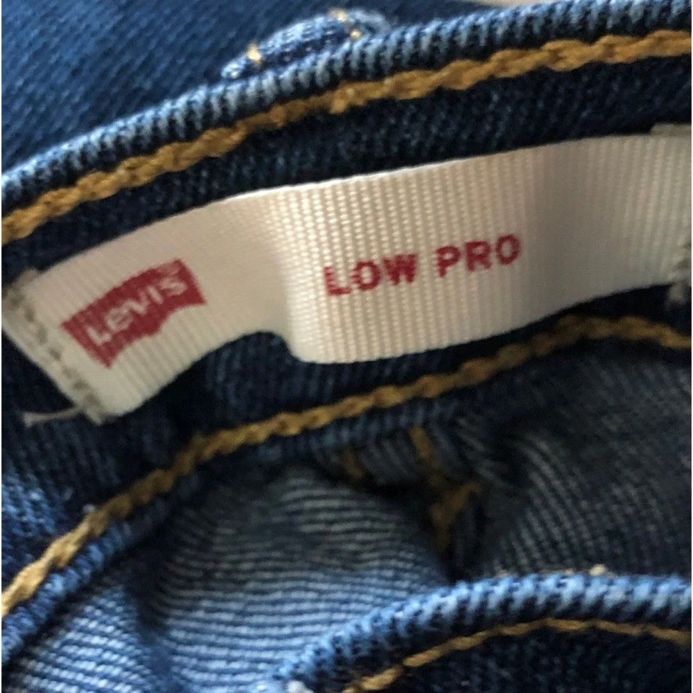 Levi's Jeans Low Pro Youth Boys Size 7 Reg Blue Denim Adjustable Waist 24x23